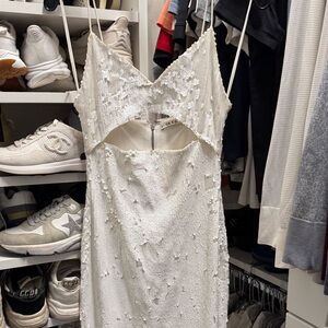 Alice + Olivia white beaded gown